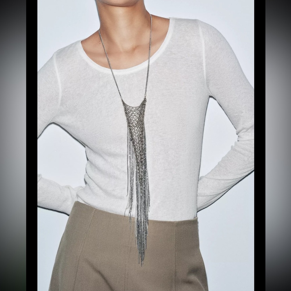 Zara sheer white long sleeve